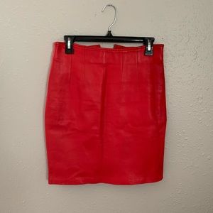 Vintage red leather pencil skirt
